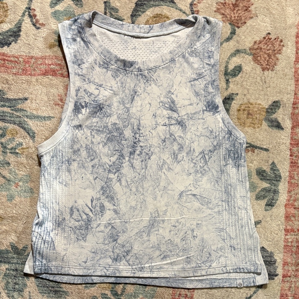 lululemon athletica Blue and White Muscle Tee